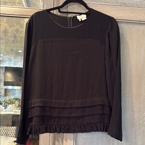 Kate Spade Ruffle Hem Black Women's Top